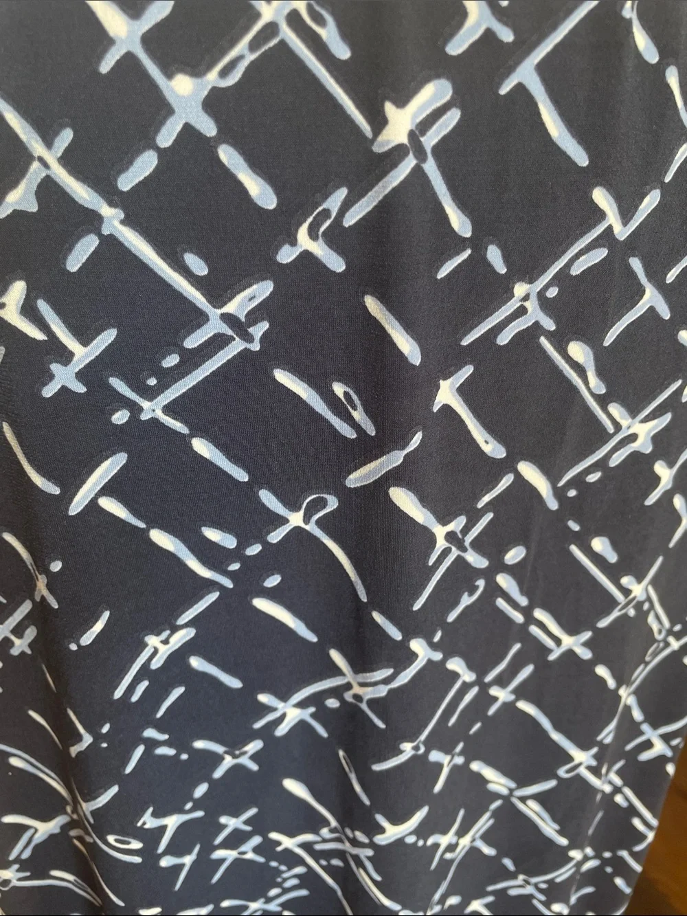 Dialogue Abstract Geometric Print Midi Skirt Ruffle Hem Navy Blue Size Medium